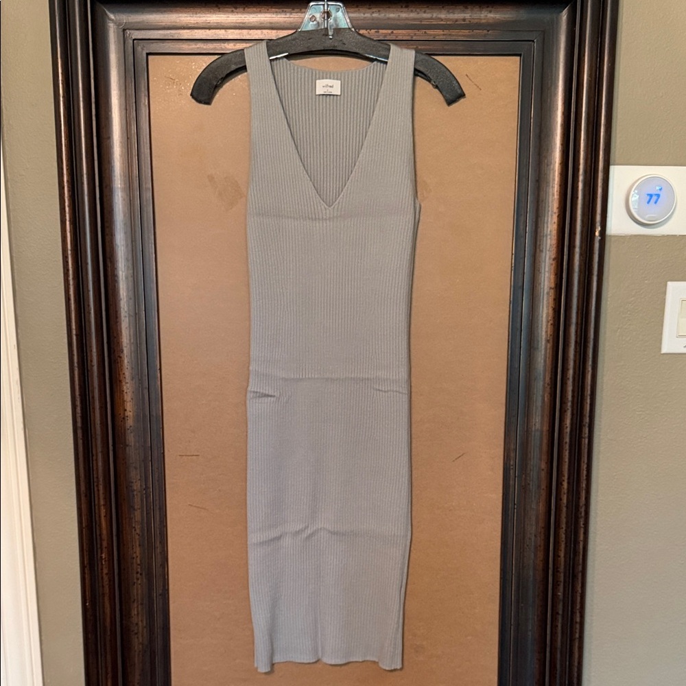 Wilfred Gray/Blue Ribbed Midi Dress - Picture 1 of 5